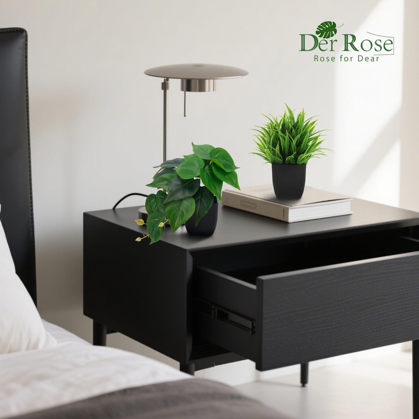 Der Rose 6 Pack Fake Plants Small Artificial Plants in Black Pots for Home Office Desk Bathroom Aesthetic Farmhouse Room Decor Indoor