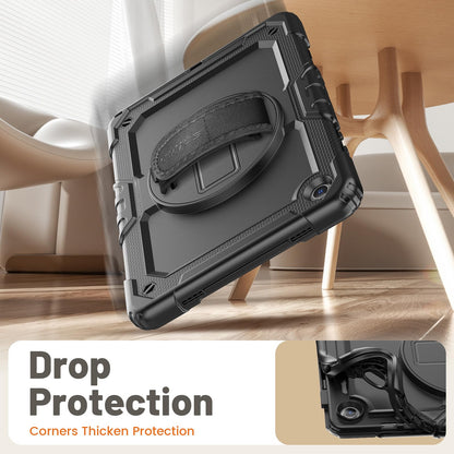 SEYMAC Case for Samsung Galaxy Tab A9 Plus 11 inch 2023, Shockproof Protective Galaxy A9 Plus Tablet Case With Screen Protector/Hand Strap/Rotating Stand,SM-X210/SM-X216/SM-X218 Case, Black