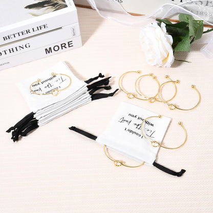 CEELGON 12 Pcs Jewelry Pouch Set of 6 Linen Cotton Small Drawstring Bags & Bridesmaid Knot Bracelet Jewelry Packaging Proposal Gift Bridal Party Favors (Gold)