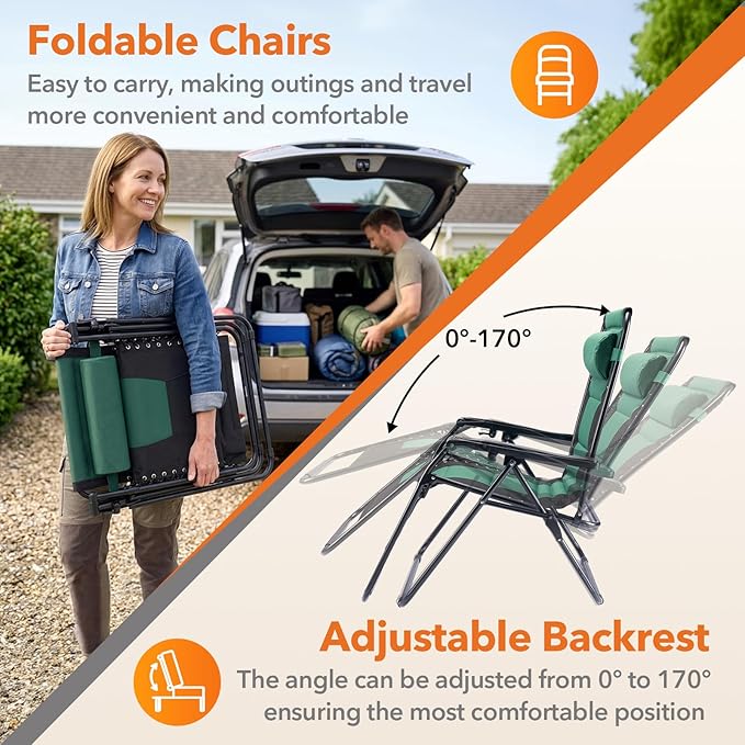 Sweetcrispy Zero Gravity Chairs, Foldable Patio Reclining Chairs