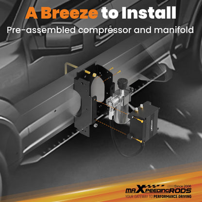 maXpeedingrods Dual Path Wireless On Board Air Compressor System 120 PSI Heavy Duty Air Compressor Kit App and Remote Control for Trucks Pickups Trailers Vans