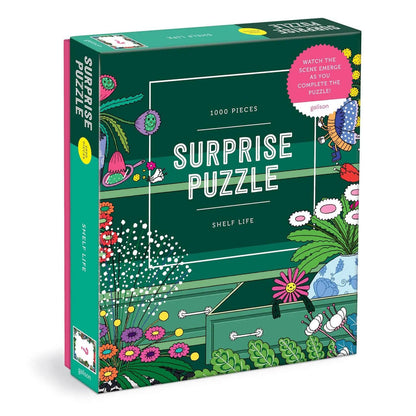 Galison Shelf Life – 1000 Piece Surprise Puzzle Fun and Challenging Activity with Bright and Bold Artwork of A House Shelf Revealed for Adults and Families