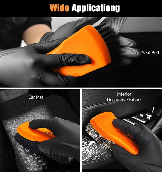 YeewayVeh 2PCS Leather Cleaning Brush, Horse Hair Brush