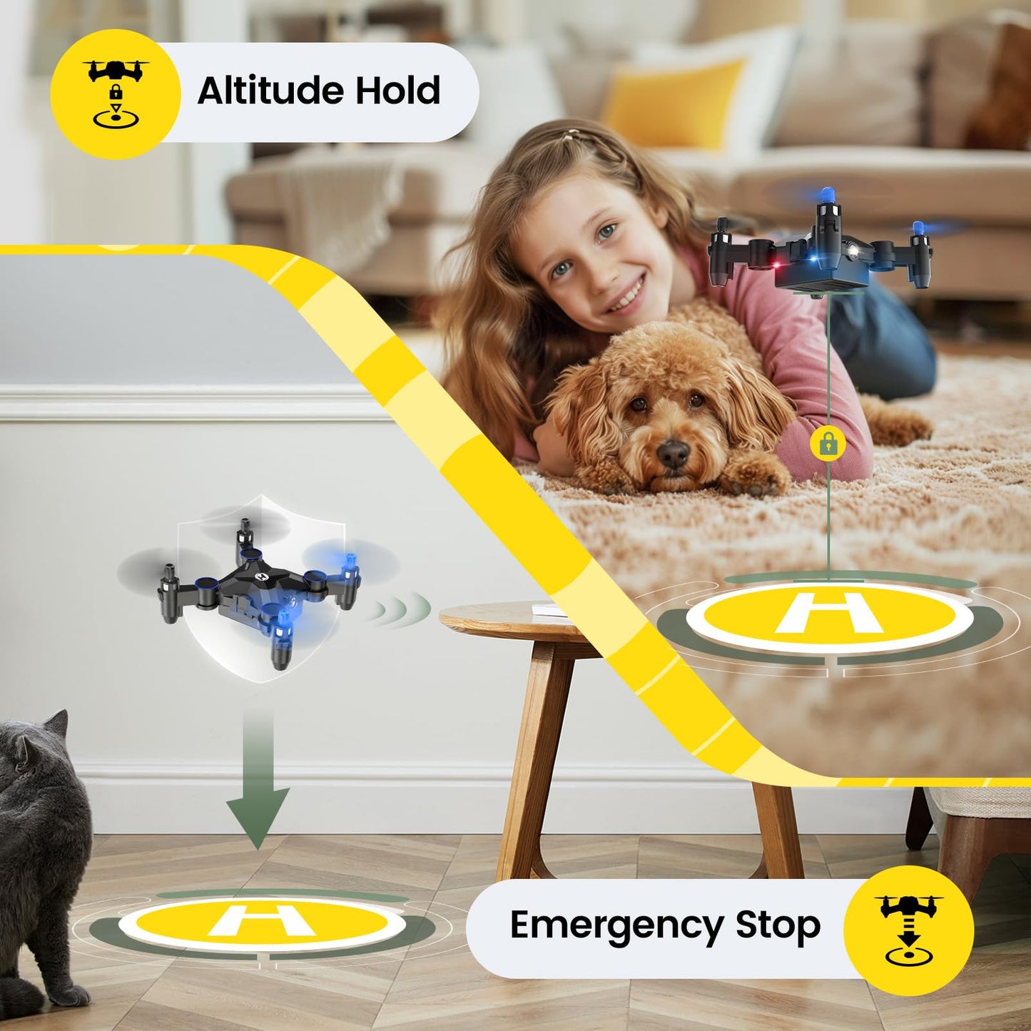 Holy Stone HS190 Foldable Mini Drone for Kids Beginners, RC Nano Quadcopter with Altitude Hold, 3D Flips, High Speeds Rotation, Headless Mode, Throw to Go, One Key Return, Great Gift Toys for Boys and Girls, Blue
