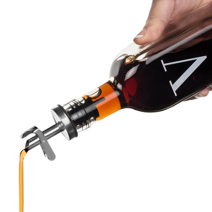 GREENOLIVE Olive Oil and Vinegar Dispenser Set - 17 oz. Glass Bottles with No-Drip BPA-Free Spouts - Stylish O and V Identifiers for Kitchen and Dining Use - Set of 2