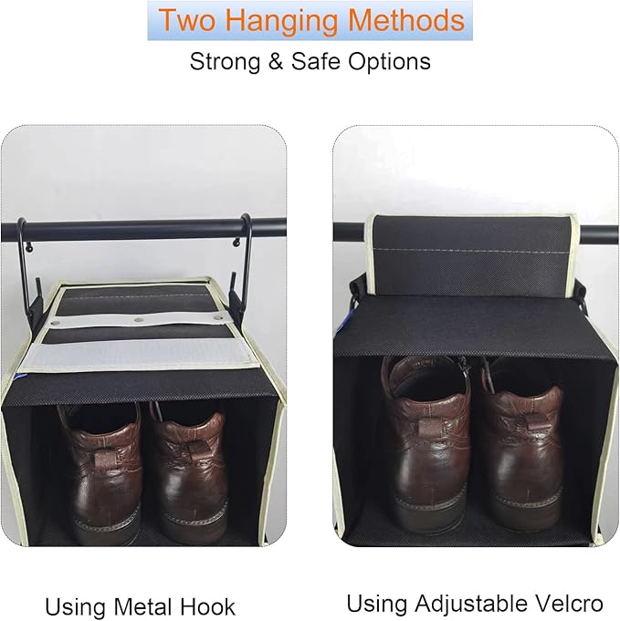 Large-Sized Hanging Shoe Organizer 8-Shelf, Hanging Closet Organizer