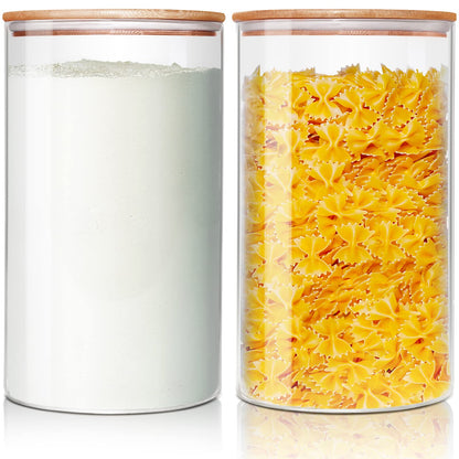 HomArtist Glass Jars with Bamboo Lids 180oz X2 & 79oz X3 & 53oz X4 [Set of 9], Glass Canisters with Airtight Lids, Glass Food Storage Containers