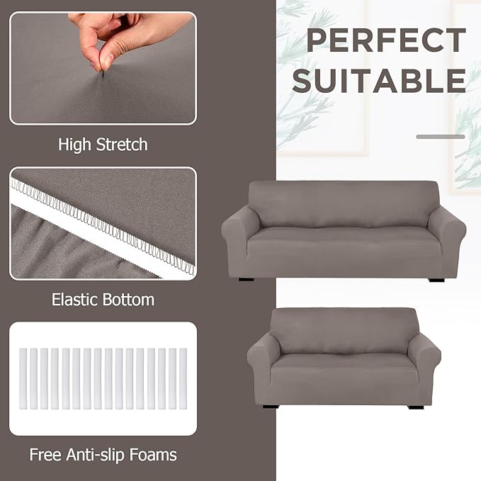 Peryiter 2 Pcs Sofa Covers Couch and Loveseat Covers Set Stretch Sofa Slipcover