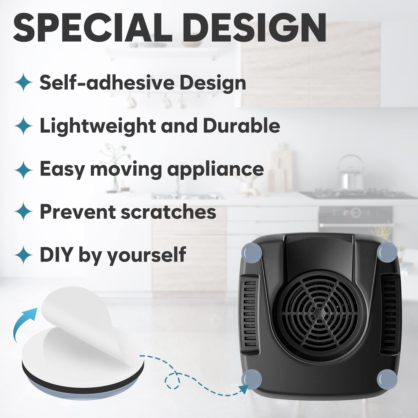 Appliance Sliders for Kitchen 24 PCS Self-Adhesive Small Kitchen Finds Appliance Slider Hacks Easy to MovIing & Space Saving Must Have Home Gadgets Mixer Accessories for Countertop