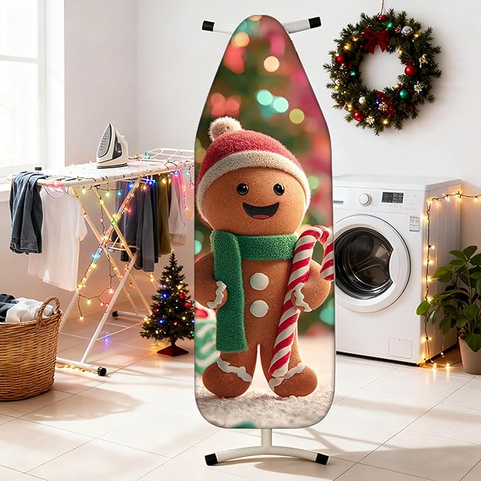 Nuxovilar Ironing Board Covers Winter Gingerbread Man Pattern Polyester 15x54