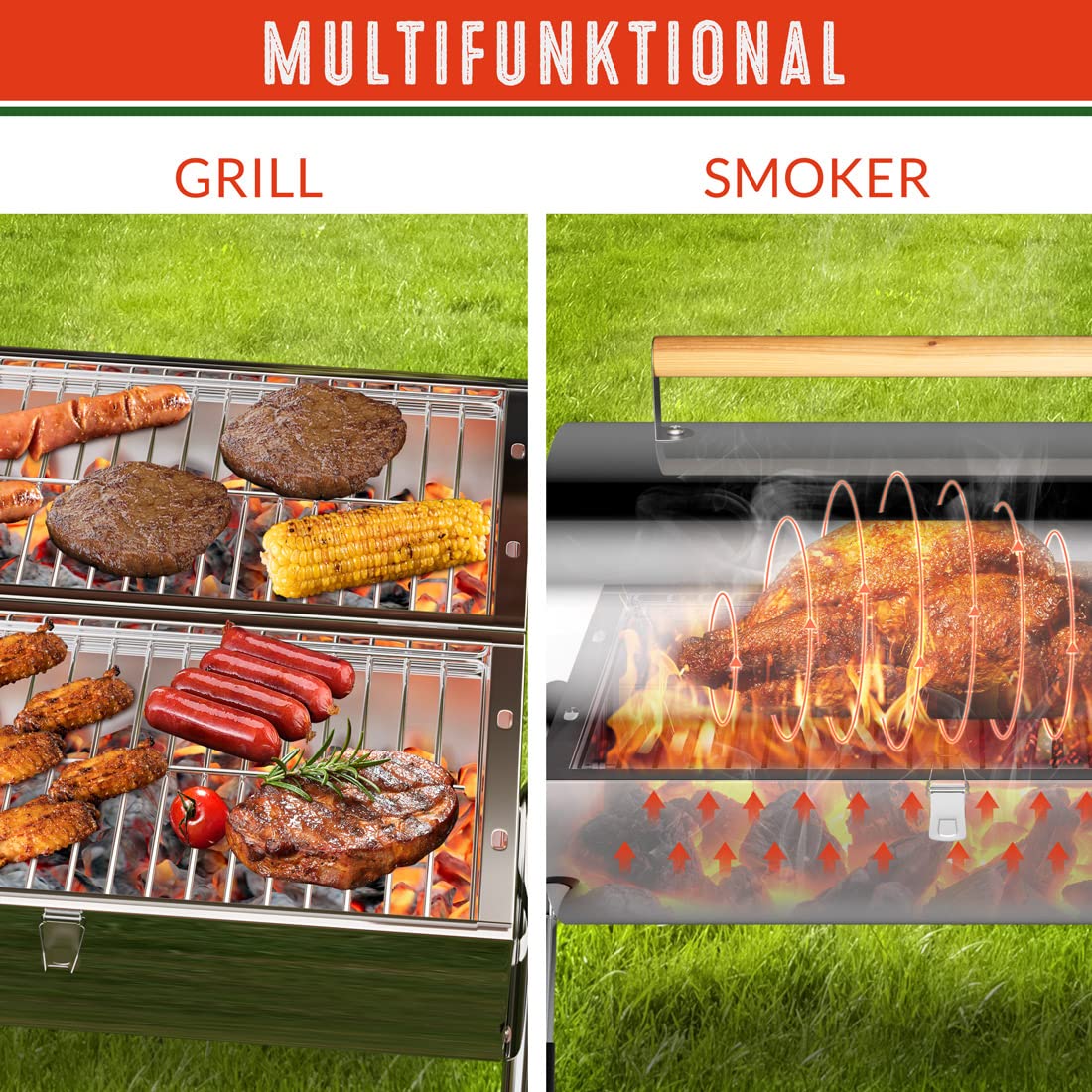 Gardebruk Portable Folding Stainless Steel Double Grill Surface Charcoal Grill for Travel, Camping, Picnics