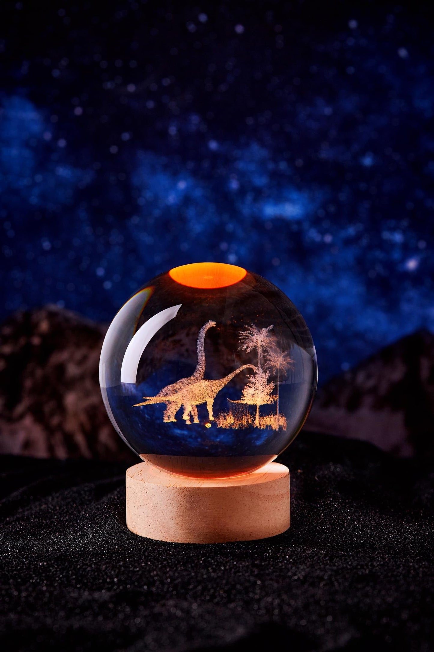 LGY3DLight 3D Dinosaur Crystal Ball Lamp with Remote Control, 3.15 inch Crystal Night Light with Wooden Base 16 Colors Change, Glass Figurine Lamp Gift for Girls Boys Wife Girlfriend Mom (Dinosaur)