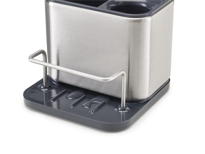 Joseph Joseph Surface Sink Caddy Stainless Steel Sponge Holder Organizer Tidy Drains Water for Kitchen, Small, Silver