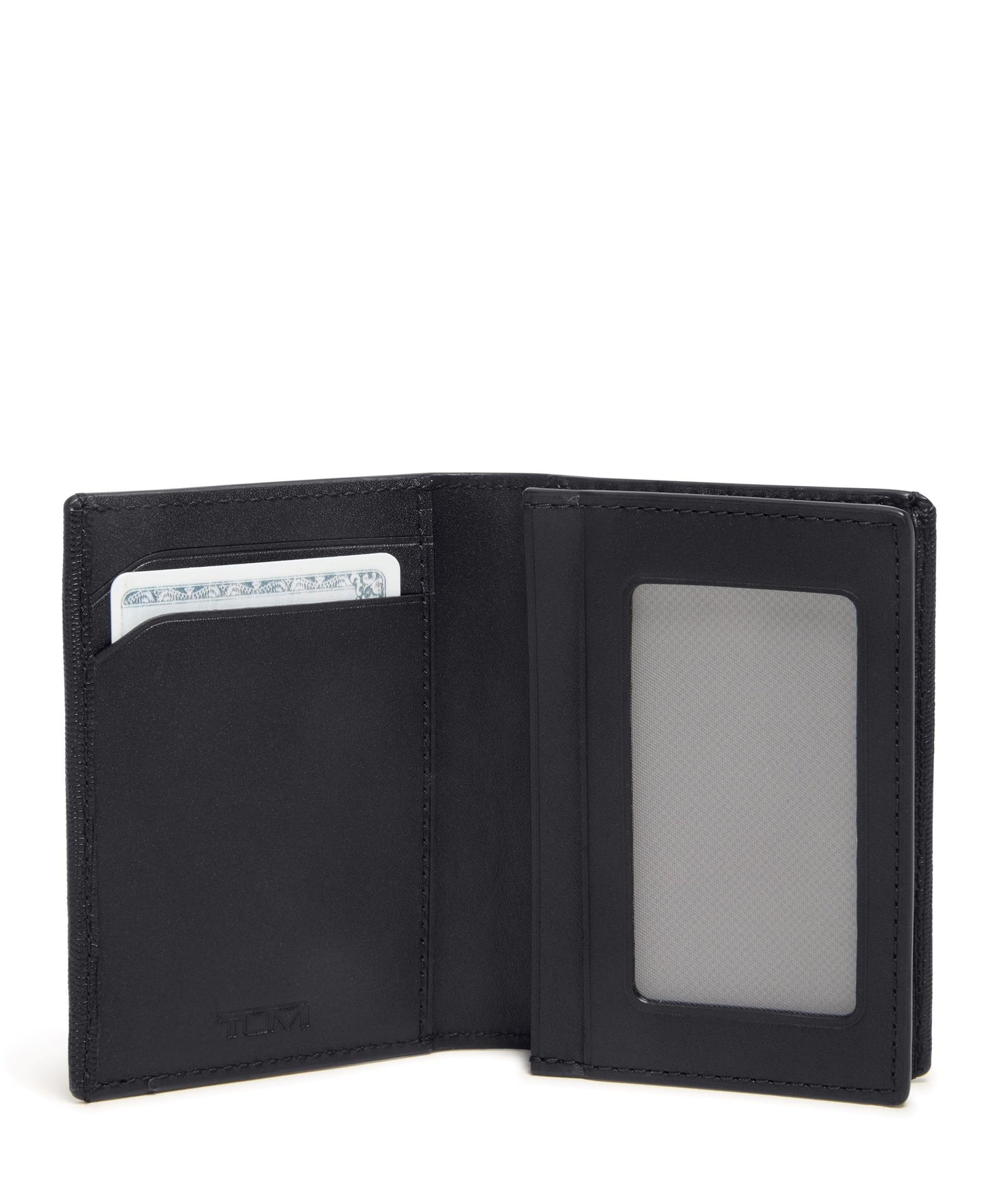 Tumi Mens Gusseted Card Case Black Embossed One Size