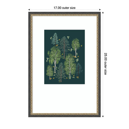 Amanti Art Framed Wall Art Print 25x17 Scandinavian Boreal Forest by Alexandra Weise, Nature Wall Art, Whimsical Decor, Medium Poster Painting Artwork for Living Room, Bedroom, Bathroom, Kitchen,