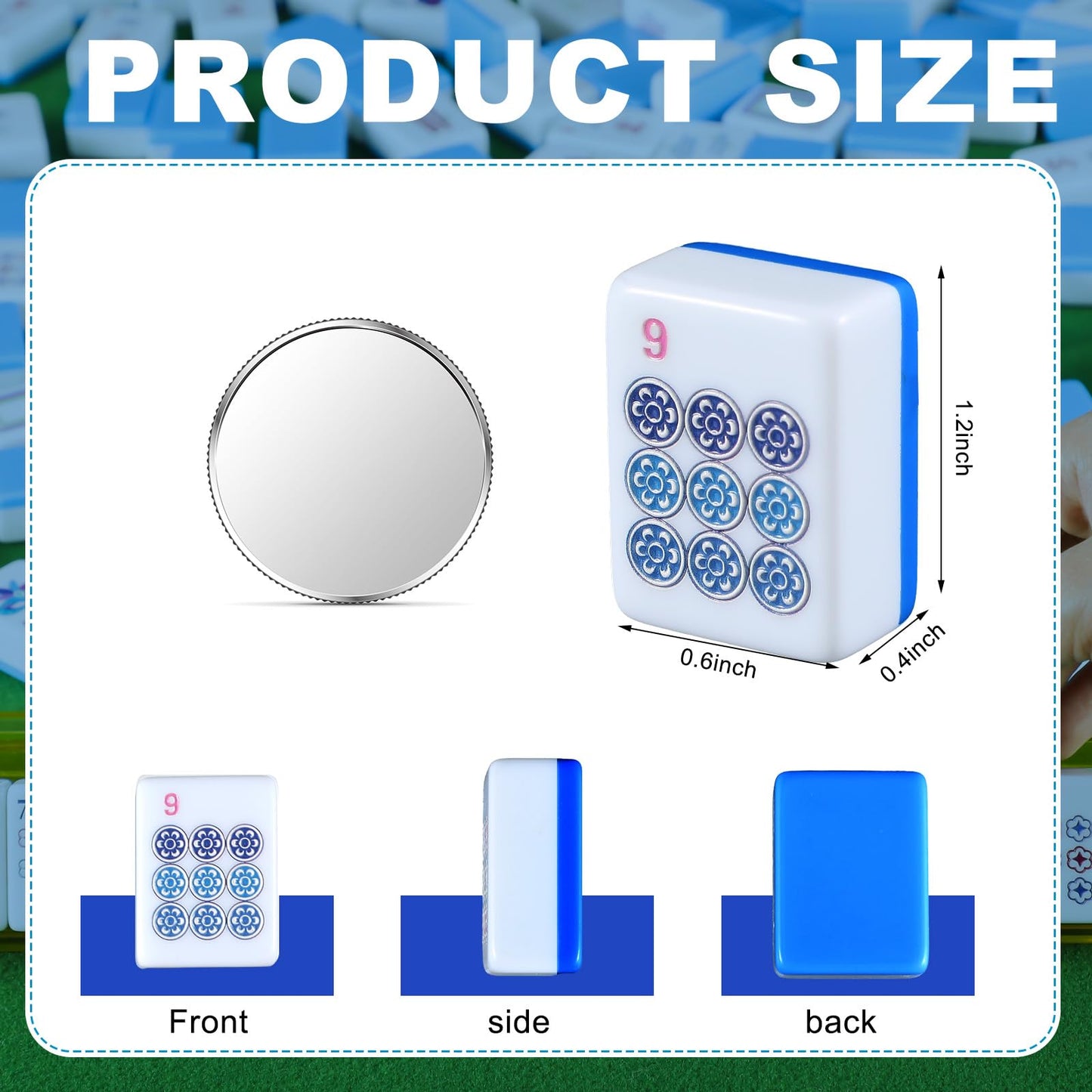 Arrowbash Christmas 160 Pcs Chinoiserie Mahjong Tile Set, 1.2 x 0.8 Inches Melamine Blue Back American Mahjong Only, Travel Ma Jiang Tiles for Adult Classic Board for Family Night
