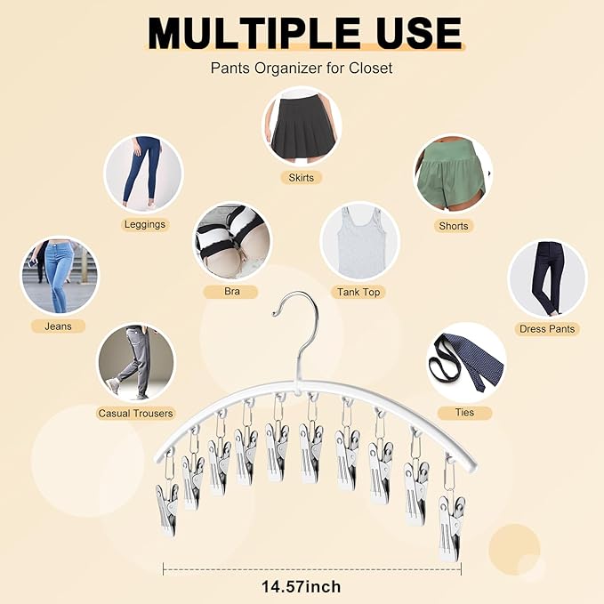 Legging Organizer for Closet, Metal Yoga Pants Hanger w/Rubber Coated 1 Pack