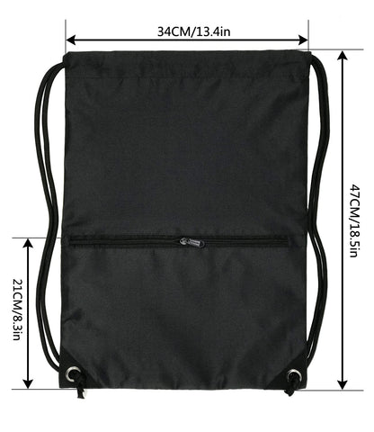 HOLYLUCK Drawstring Backpack Bag Sport Gym Sackpack - black