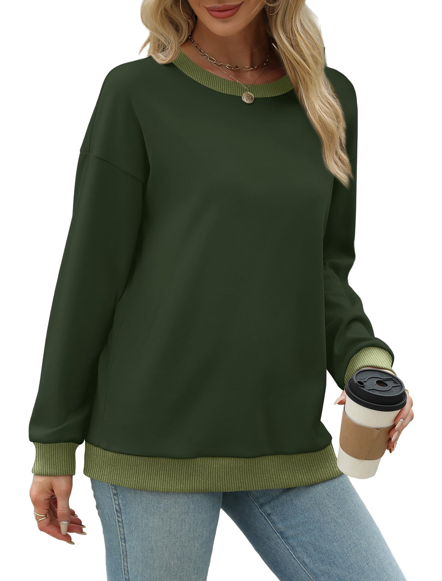 Saloogoe Womens Tops Trendy 2025 Long Sleeve Loose Fit Sweatshirts Ugly Christmas Sweaters 2025 Outfits Christmas Shirts Green St Patricks Day XL
