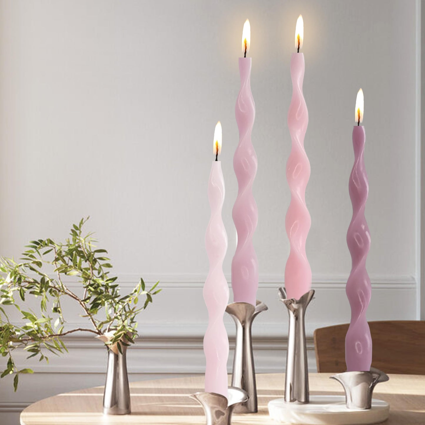 Taper Candle Pink Gradient Spiral Candlesticks Tall Tapered Candles Twisted Candlesticks Twirl Candle for Dinner Table Decor Party Wedding