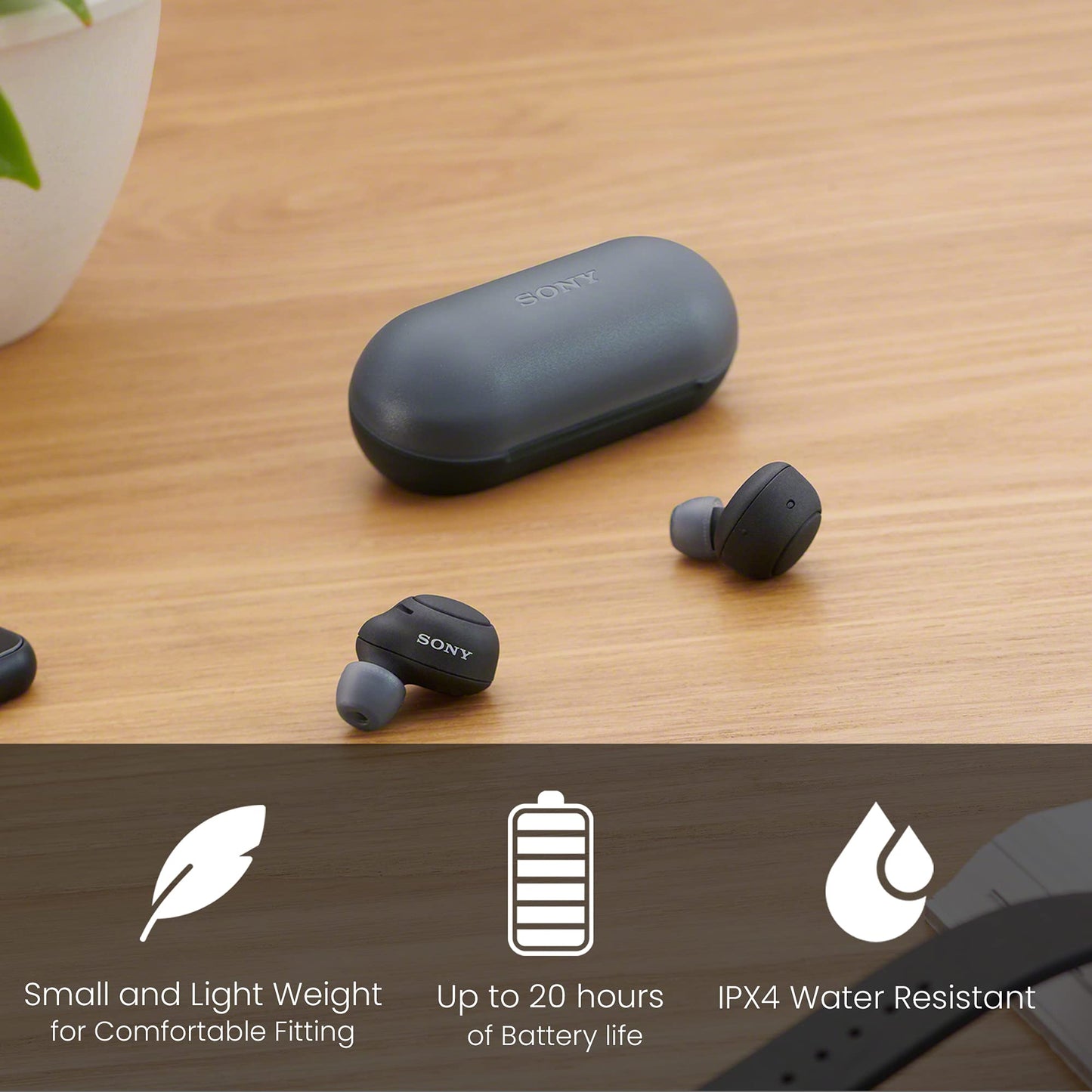 Sony True Wireless Headphones | Up to 20 Hours Battery | Charging Case | Voice A