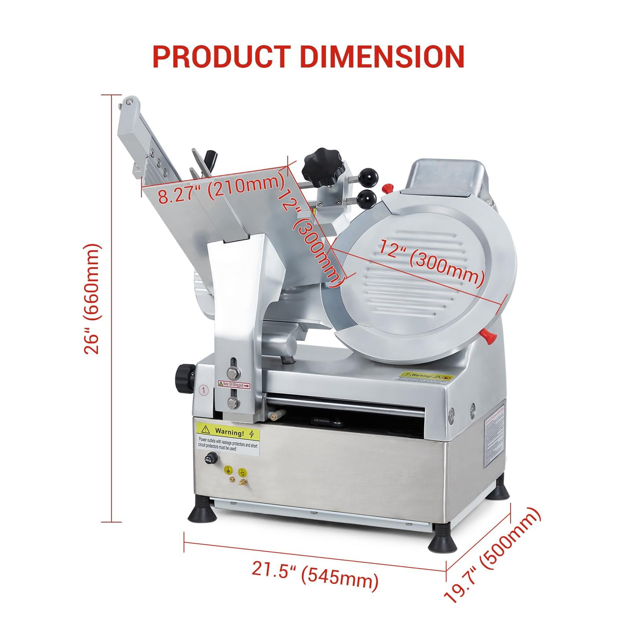 GarveeLife Automatic Meat Slicer Commercial Meat Cutter for Resturant Kitchen Use, with 12" Carbon Steel Blade