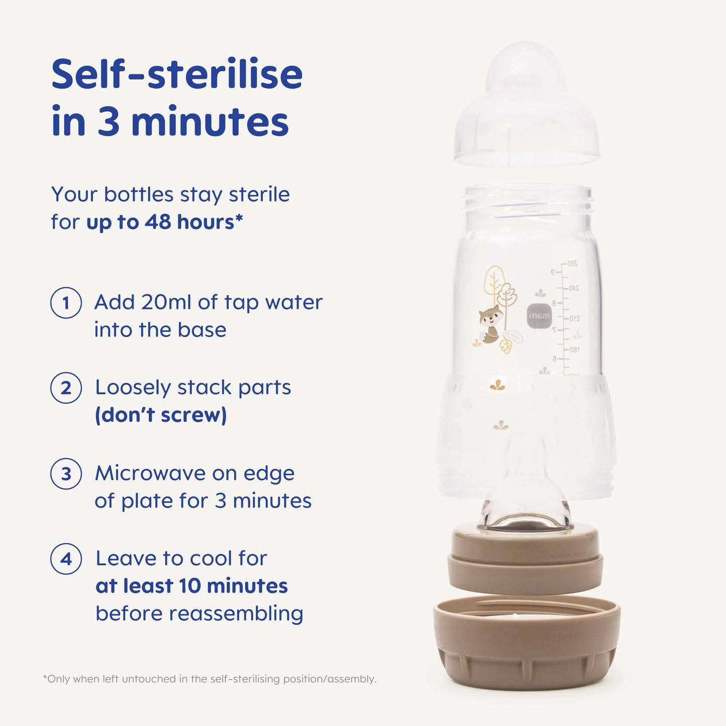MAM Easy Start Anti-Colic Baby Bottles | 2 Pack (2 x 160ml) | Self-Sterilising Baby Milk Bottle | Slow Flow MAM Teats Size 1 | Newborn Essentials | Pink (Various Designs)