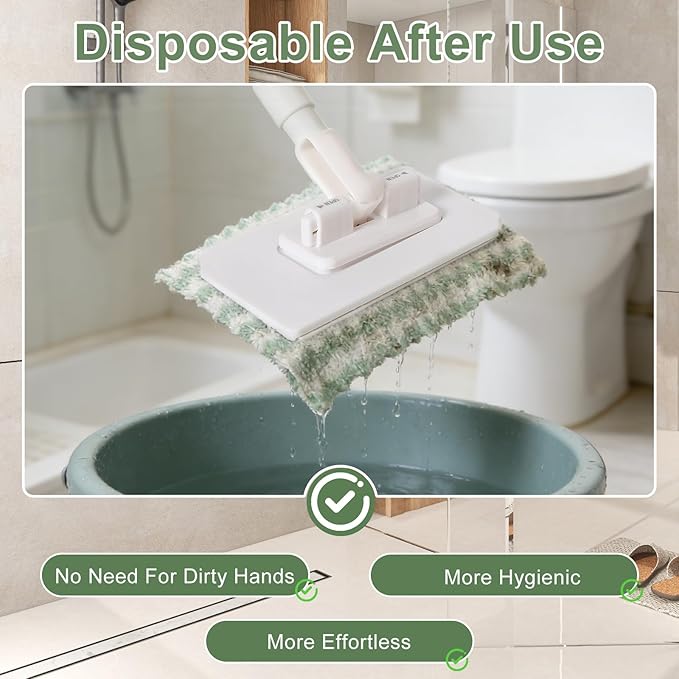 Disposable Dust Mop with 10 Reusable Cloths, Mini Foldable Mop, No-Touch Attach