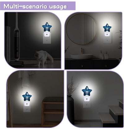 Moonlit Decorative Nightlight Plug in Wall,Ocean Starry Sky Star Shaped Night Light with Built in Sensor for Home Decor,Kitchen Hallway Stairs Desk Lamp