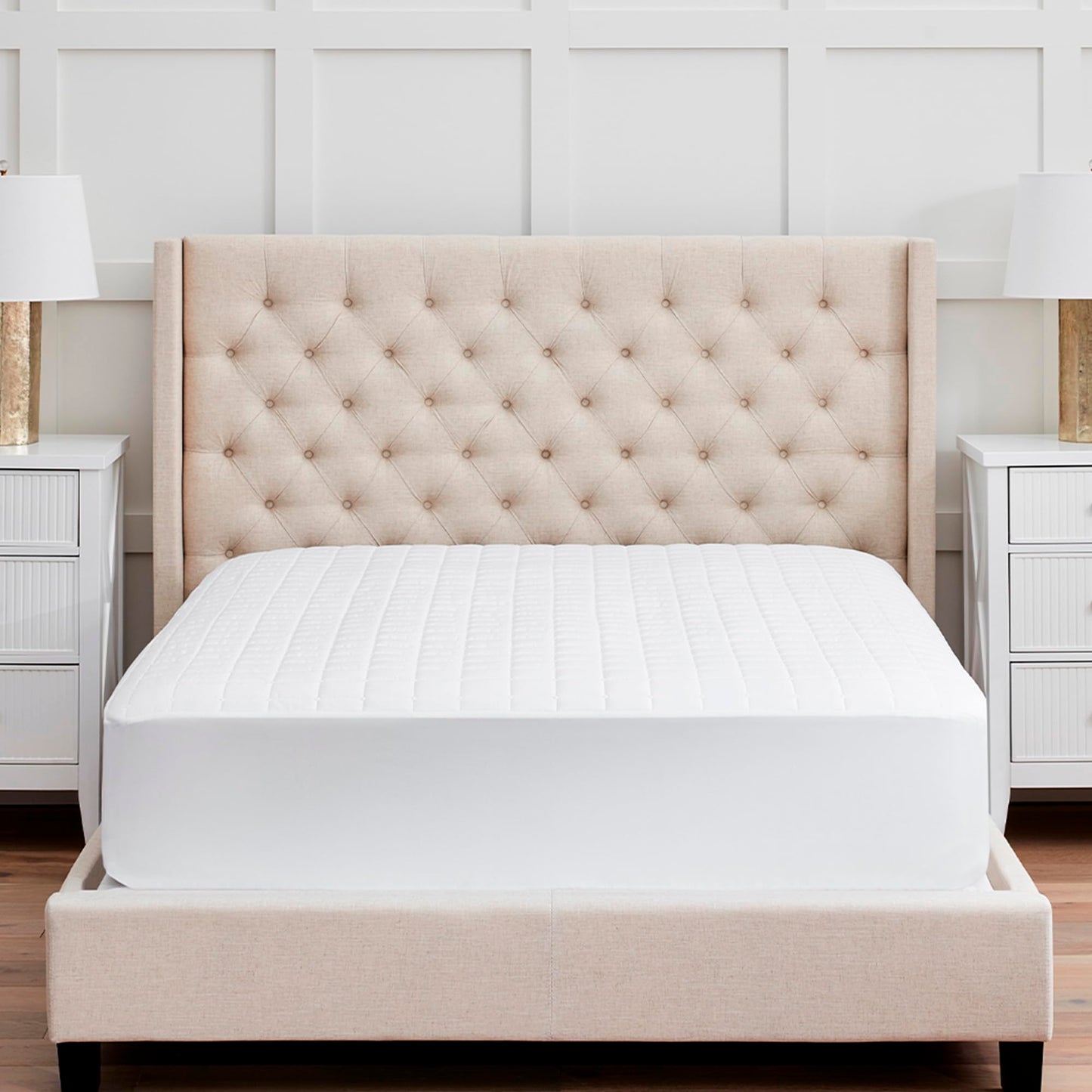 Boll & Branch Mattress Protector - California King Size, White Cover - 1 Fitted Protector Included -Padded Fill, Soft, and Breathable - Hypoallergenic and Safe for Sensitive Skin
