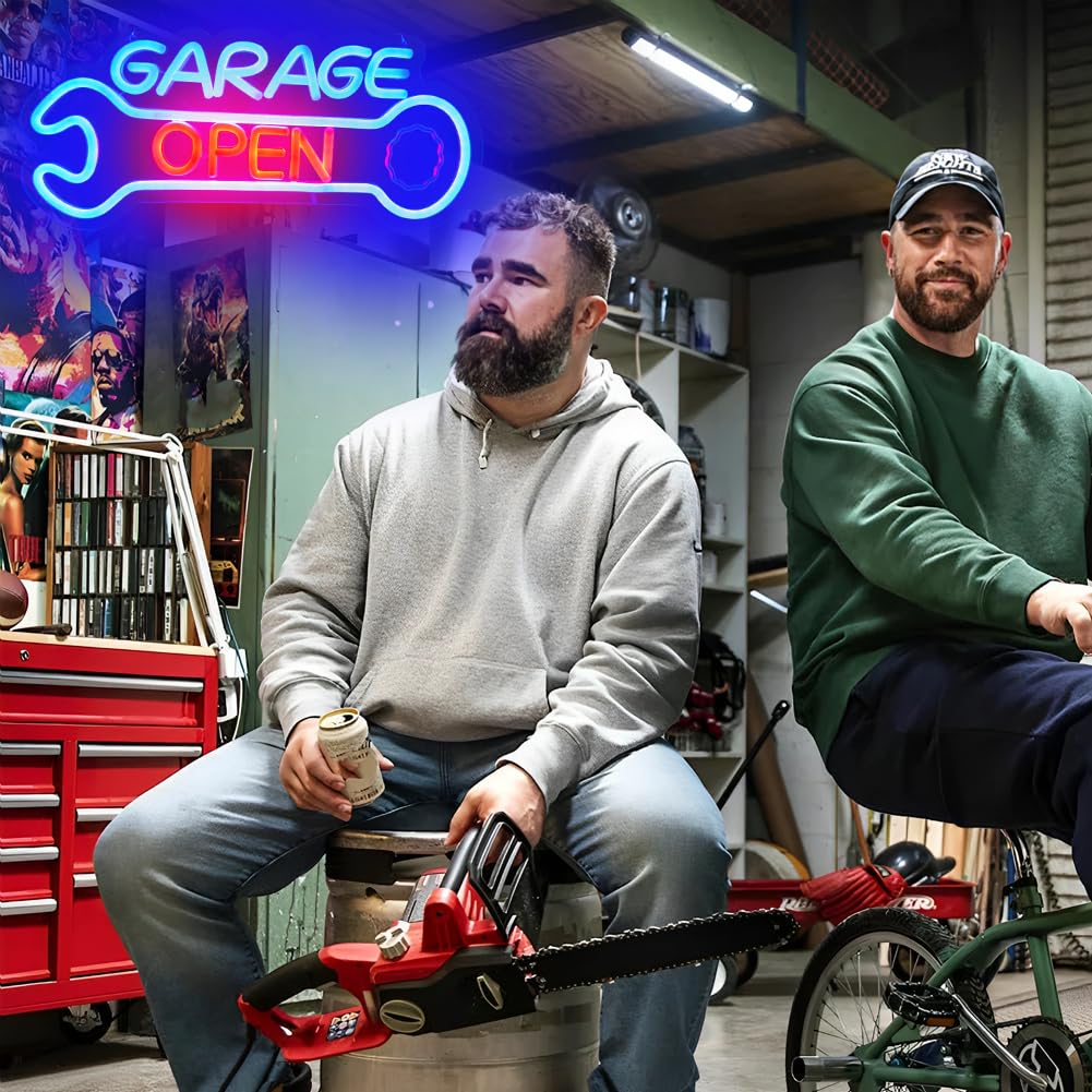 Garage Open Neon Sign,Dad's Workshop LED Neon Light for Auto Repair Shop Man Cave Garage Father Birthday Christmas Decor Gifts