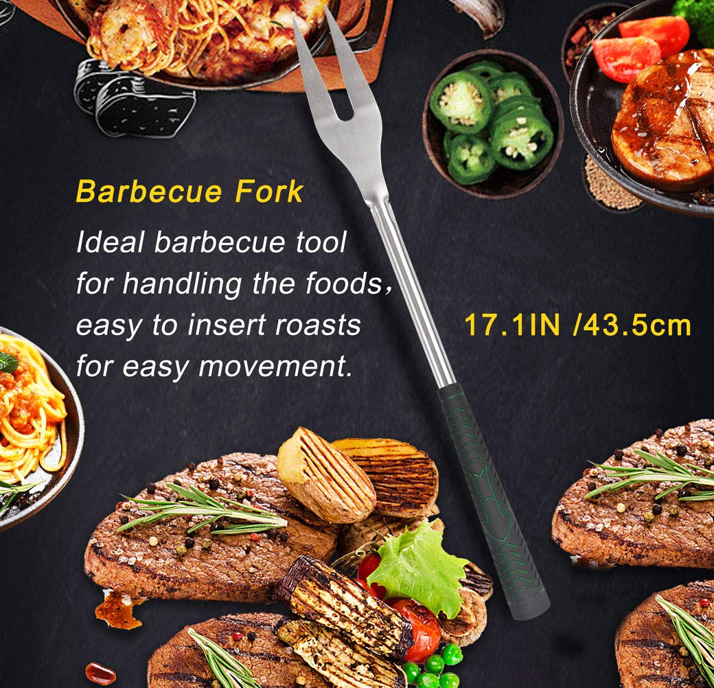 POLIGO 7PCS Golf-Club Style BBQ Tools Set Grilling Tools with Rubber Handle - Stainless Steel Grill Accessories for Outdoor Grill Set Premium Grill Utensils Set Christmas Birthday Gifts for Men Dad