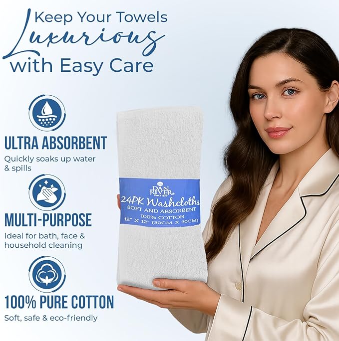 DAN RIVER 24 Pack Wash Cloths for Showering