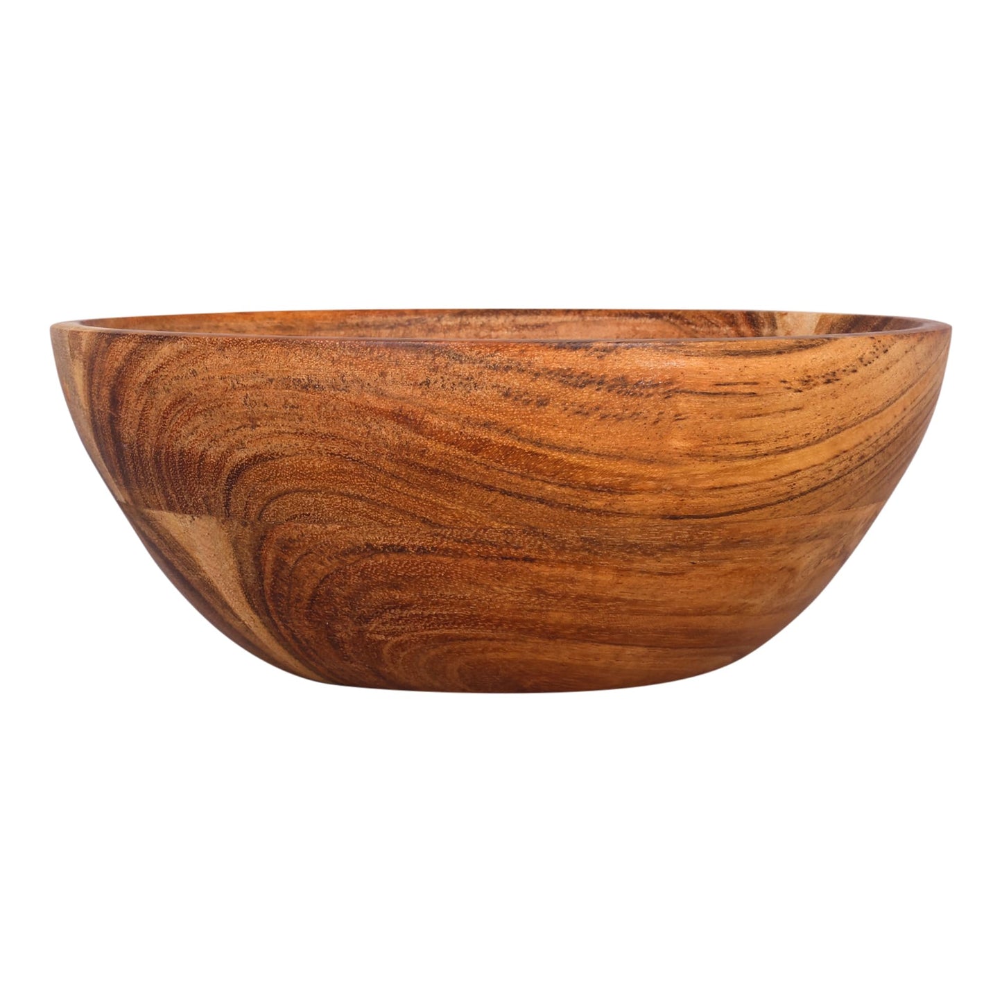 GoCraft Acacia Wood Bowl – 8 Inch Handcrafted Wooden Serving Bowl for Salad, Fruits, Snacks, Mixing or Display | Rustic Natural Finish | Decorative Tableware for Kitchen, Dining & Party Use