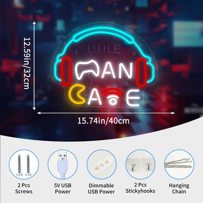 Neonawall Man Cave Neon Sign for Wall Decor Light Up Business Led Sign Boys Birthday Party Signs Led Decorative Night Signs Game Room Decorations Christmas Party Gifts for Husband Boys Playing Room