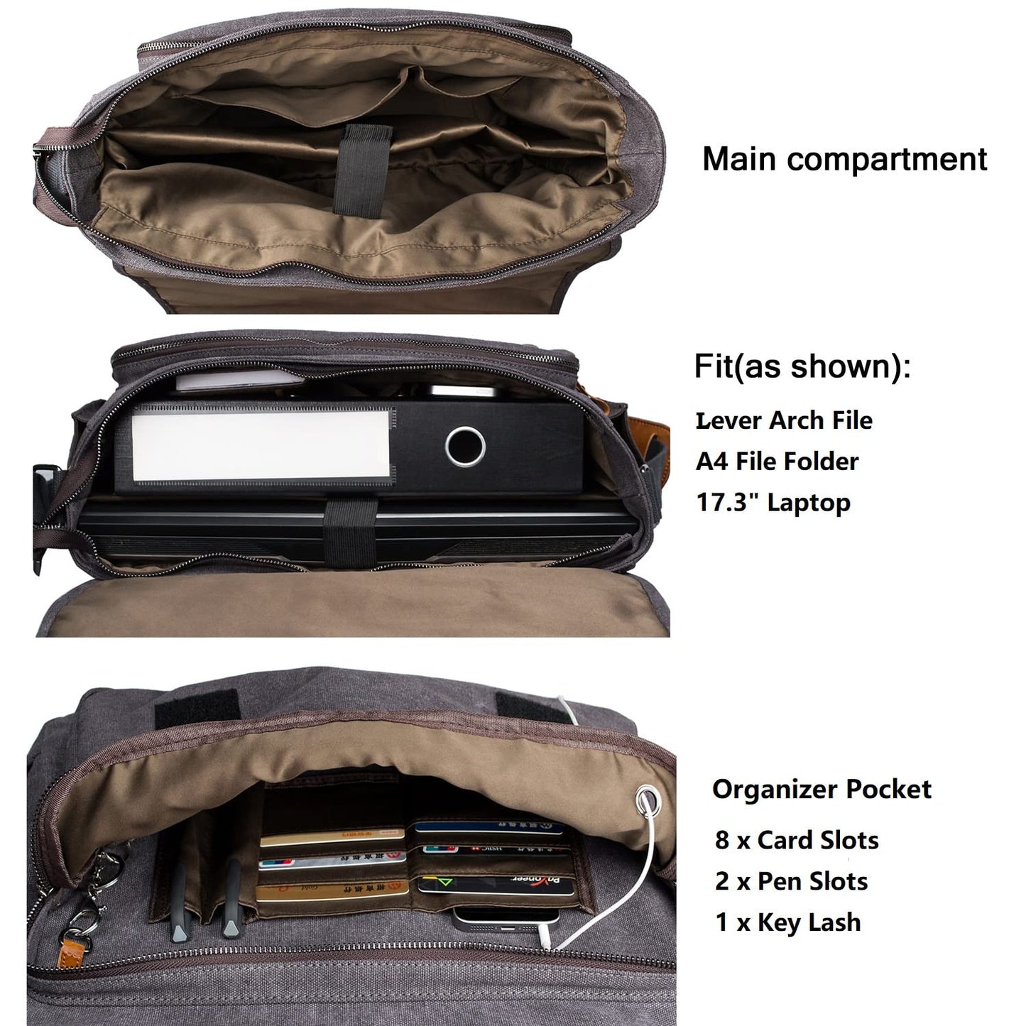 Estarer Laptop Messenger Bag 17 -17.3 Inch Mens Satchel Shoulder Bag for Work