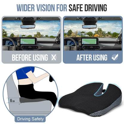 Ajiteogy Car Seat Cushion, Memory Foam Car Wedge Seat Cushion for Driving, Height Booster & Posture Support, 4D Mesh Seat Pad with Adjustable Straps - Universal Fit for Vehicle