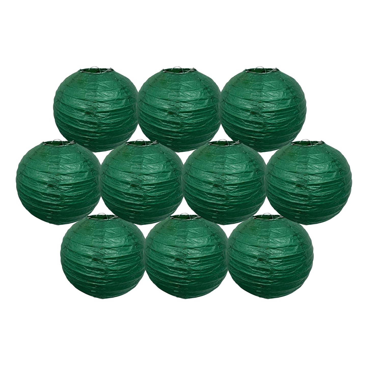 Christmas Green Paper Lanterns Hanging Ceiling Round Lanterns for Spring Theme Christmas Home Decorations 10 PCS