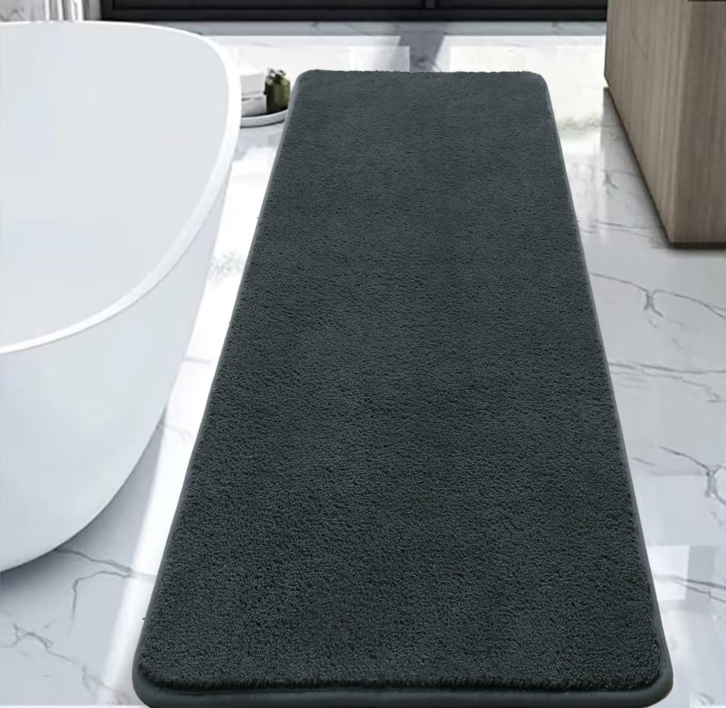 Rururug Extra Large Bath Mat Microfiber Bath Mats for Bathroom Ultra Soft Absorbent Bathroom Rugs Non-slip Anti Mould Bathroom Mat, Machine Washable (Grey, 50 x 120 cm)