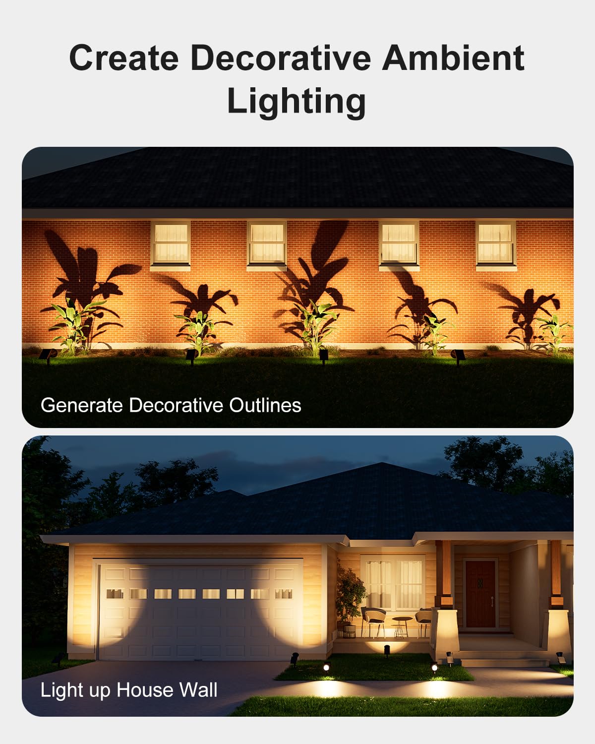 Solar Power Spot Lights Outdoor Waterproof for Christmas Decorations, Flag, Tree, Wreath, Santa Claus, Snowman, Bright LED Landscape Lamp Uplights for Outside Garden, Yard, Patio, Sidewalk,Warm White