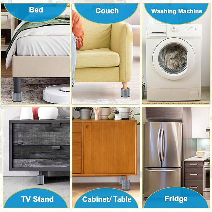 Bed Risers 1 inch, 2 inch, 3 inch, 4 inch Heavy Duty, Adjustable Furniture Riser