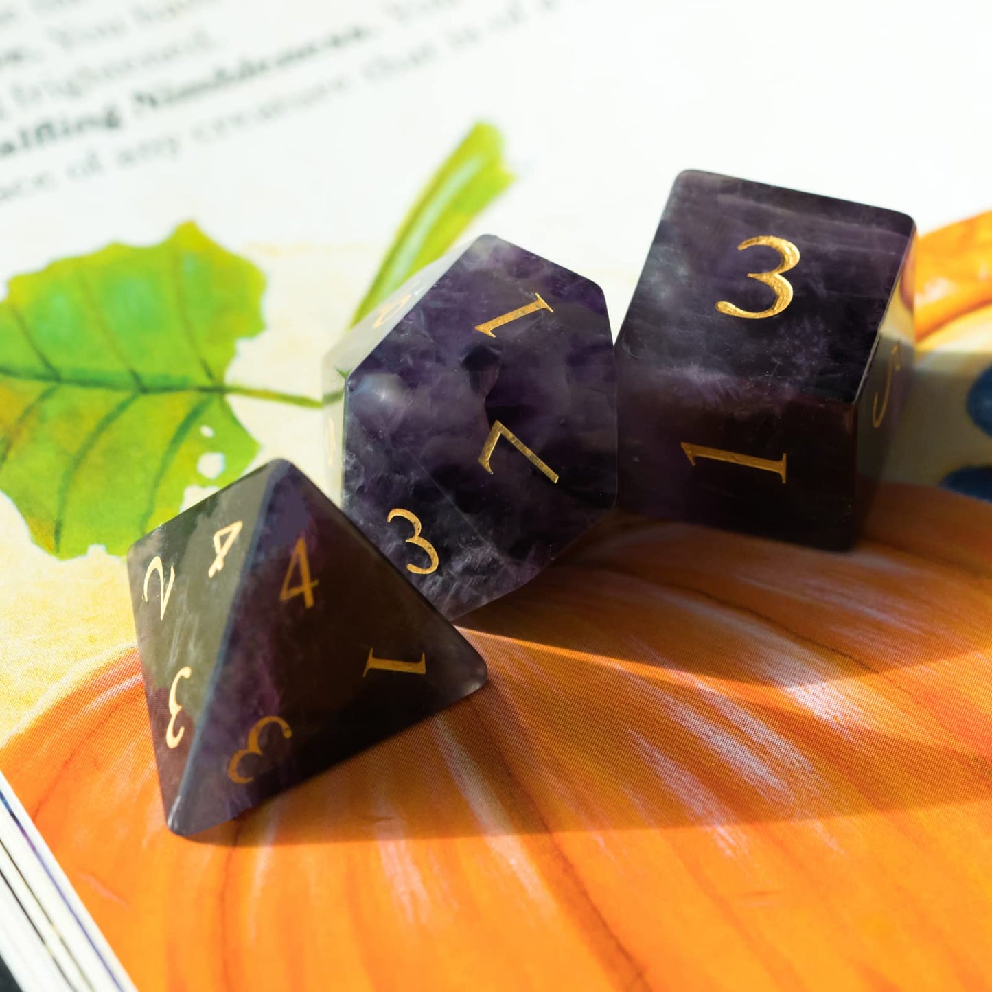 UDIXI Amethyst Gemstone Dice Set D&D, Crystal Stone DND Dice with Gift Case for Role Playing Games Tabletop Games