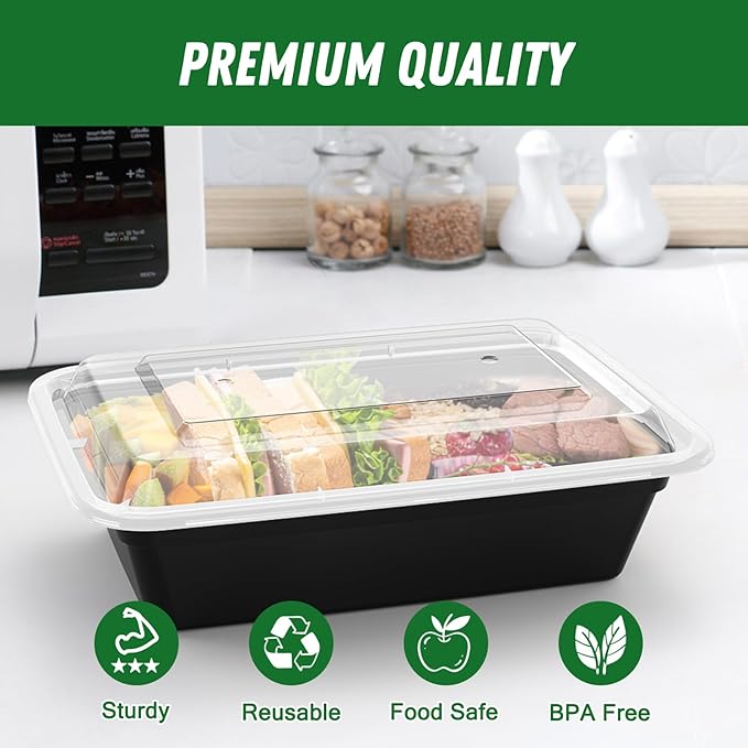 50 Pack 38 oz Meal Prep Containers Reusable