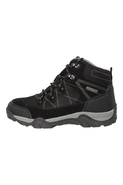 Mountain Warehouse Trail Kids Waterproof Boots - Synthetic Mesh Upper Girls & Boys Shoes, EVA Footbed, High Traction - Best for Spring Summer, Hiking & Outdoors Black Kids Shoe Size 5