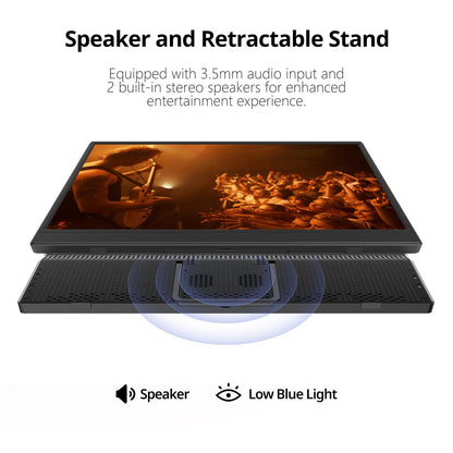 Portable Monitor 15.6 Inch 1080P USB-C HDMI Ultra-Slim Travel Monitor with Kickstand, for Laptop, PC, Mac Phone, PS, Xbox, Swich IPS Ultra-Thin Zero Frame Gaming