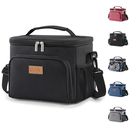 Lifewit Insulated Lunch Bag for Men, Thermal Lunch Box for Women Cool Bag, Reusable Leakproof Lunch Tote Bag with Adjustable Shoulder Strap for Adult for Work/Picnic/Beach, Black 9L