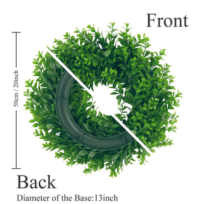 U'Artlines 17inch Front Door Wreaths Artificial Spring Summer Greenery Hanging Garland for Home Wedding Wall Window Decoration (17'inch Boxwood,1)