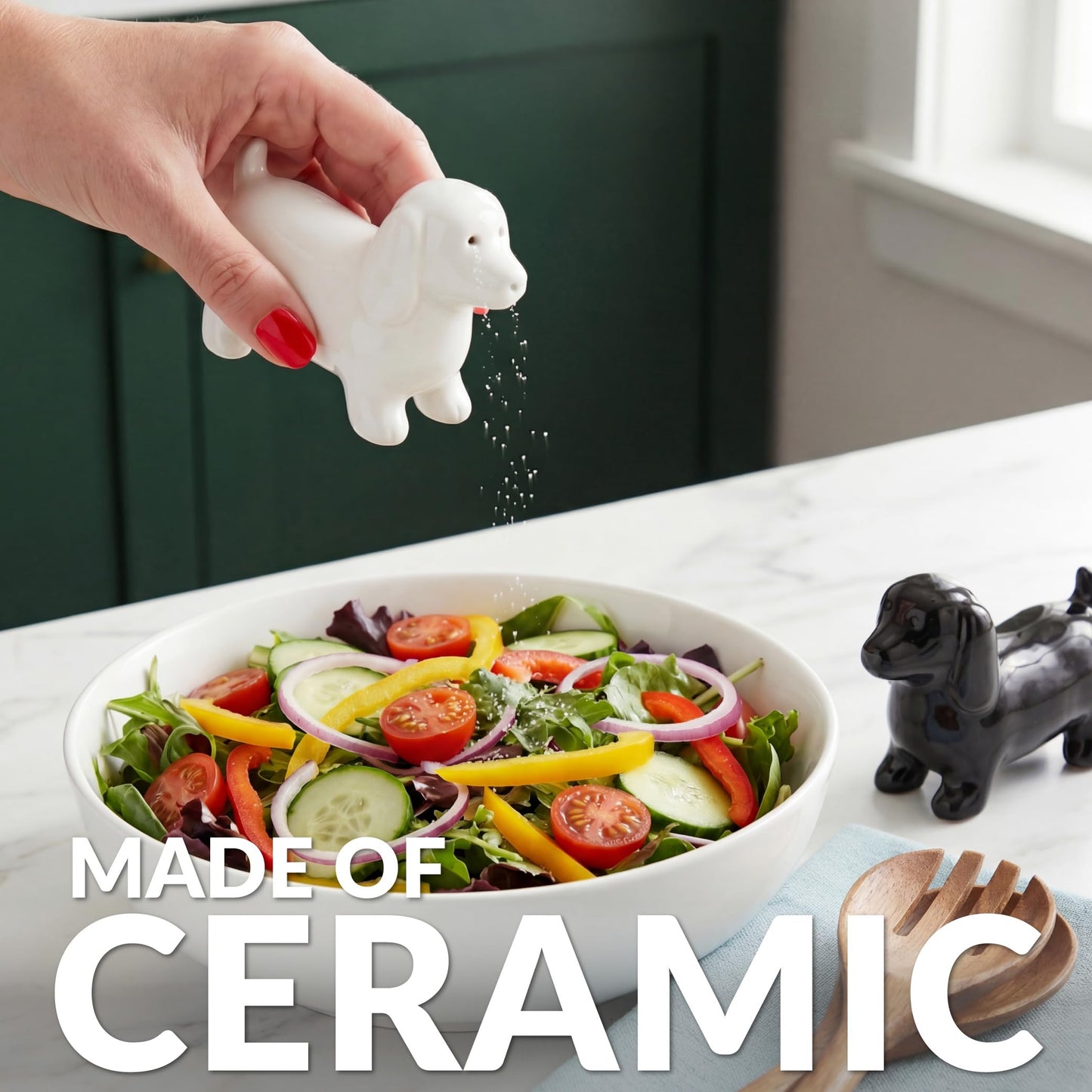 Fisura - Dogs Salt and Pepper Shakers Set – Ceramic Salt & Pepper Shakers for Kitchen or Dining Table, Cute Decorative Dog Design, 3.9 x 2.8 in