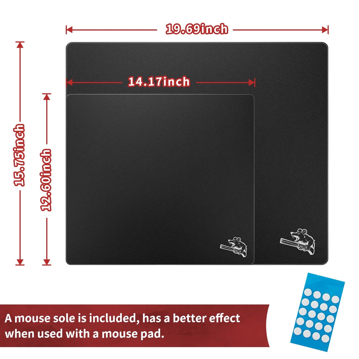 SIROOLAC Glass Gaming Mouse Pad 400mm x 500mm FPS Game Special Tempered Glass Durable 3mm Thickness Accurately and Quickly Shoot Opponents (400mm x 500mm, Black)