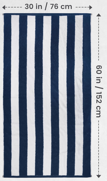 Utopia Towels Cabana Stripe Beach Towels (76 x 152 cm) - 100% Ring Spun Cotton Large Pool Towels, Soft and Quick Dry Swim Towels (Pack of 4) (Red, Navy, Grey, Plum)